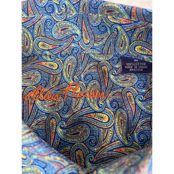 Alan Flusser Shirt Men's (M) Orange Blue Paisley Button Down Long Sleeve - Picture 6 of 6